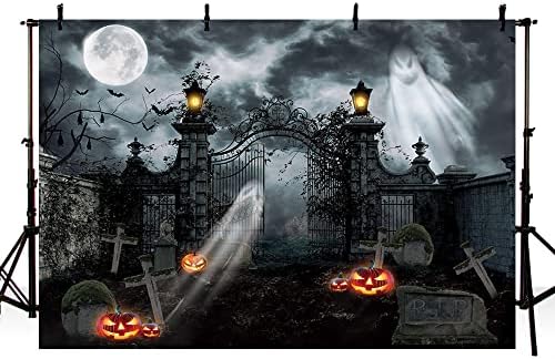 MEHOFOND 7x5ft Haunted Halloween Temető Fotózás Hátteret Gótikus Este Szellem Lámpás Kísérteties Terror