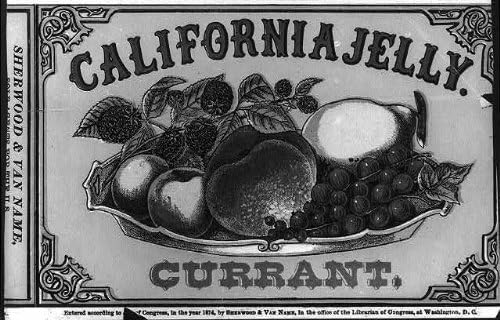 HistoricalFindings Fotó: Fotó CSAK Raktáron Címke,Kaliforniai Zselé,Ribizli,c1874,Élelmiszer,Gyümölcs