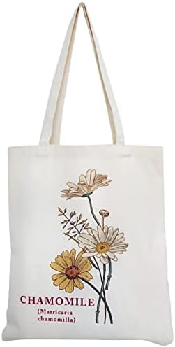 Virágos vászon Botanikus Táska Nők, Újrafelhasználható Táskák, Aranyos Macska Tote Bags Esztétikai Vásárolni