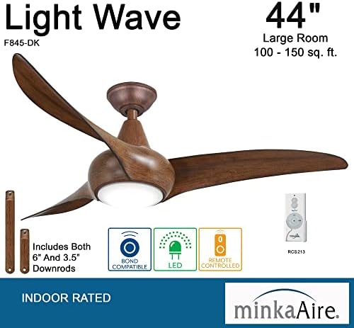 MINKA-AIRE F845-DK Fény Hullám LED 44 Szomorú Koa Alacsony Profil, Mennyezeti Ventilátor, Fény, Távirányító,