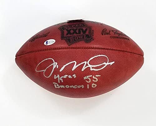 Joe Montana Dedikált San Francisco 49ers Super Bowl XXIV Labdarúgó W/ 49 55 Broncos 10 Beckett Tanúja