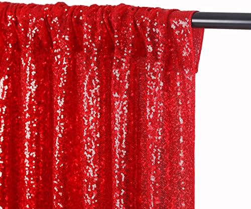 Vörös Háttérben Függöny 2 Panelek 2ftx8ft Sequin Hátteret, Függönyök Piros Csillogó Függöny Shimmer Esküvői