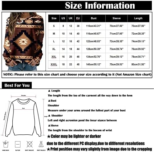 XIAXOGOOL Nyugati Azték Hosszú Ujjú Ing, Női Plus Size Grafikus Póló Túlméretezett Sleeve Sweatshirts2023