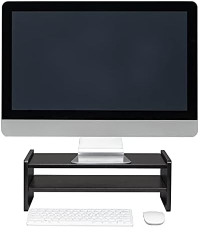 HOUKAI 42.49x24x14CM Számítógép-Monitor Állvány, Clamp Asztal TV Polc Kelők 2-Rétegű Fa Kar Kelő Asztal