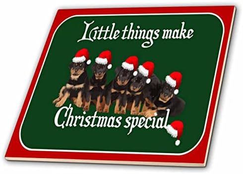 3dRose Kis Dolgokat, Hogy a Karácsony Különleges Vektor Aranyos Rottweiler - Csempe (ct_352220_1)