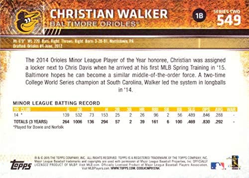 2015 Topps Baseball 549 Christian Walker Újonc Kártya