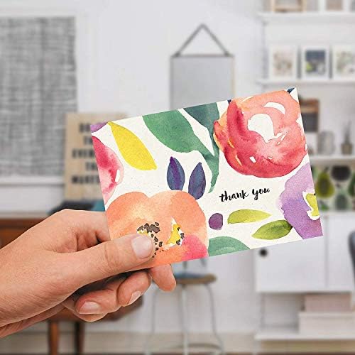 Friss & Szerencsés 40 Köszönöm Kártyák Sárga Boríték - Több Akvarell Virág Grafikai Tervek - Tökéletes