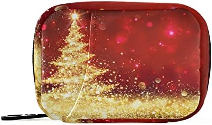 Ragyogó karácsonyfa Tabletta Esetben Táska Tabletta Szervező Doboz Cipzár Hordozható-Vitamin-Kiegészítők,