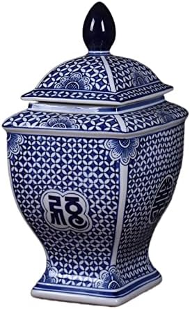 RFZHANZ teásdoboz Kerámia Candy Jar Lezárt Üvegben Kék-Fehér Porcelán Váza Elismerését Üveg Home Center