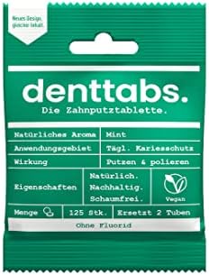DENTTABS Stevia - Menta Fogat Tisztító Tabletta-Fluorid freeindividual pack1 x 125 Db)