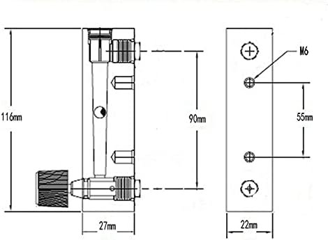 0.1-25LPM Nyomja Illik 6 OD Cső LZM-8M Akril Állítható Panel Ar Rotameter áramlásmérő a Valve - (Méret: