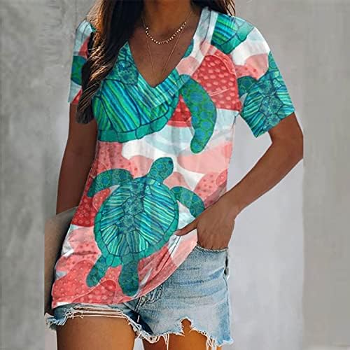 Plus Size Teknős Pólók Női Elegáns Alkalmi Blúz, Rövid Ujjú Nyári Tunika Maximum Laza, Bohém Hawaii Ing