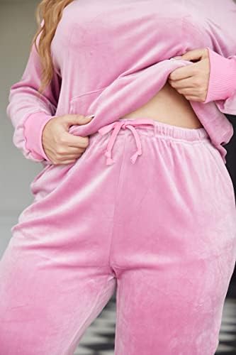 A'VOLAND Plus Size Sweatsuits Beállítva, a Nők 2 Darab Melegítő Velúr Ruhák Pulóver Kapucnis alsó része