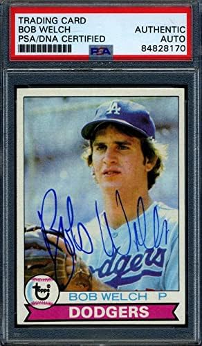 Bob Welch PSA DNS-Coa Aláírt 1979 Topps Újonc Autogram - Baseball Asztalon Dedikált Kártyák