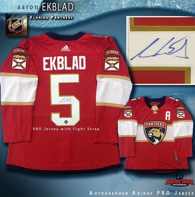 Aaron Ekblad Aláírt Florida Panthers Piros Adidas PRO Jersey - Dedikált NHL-Mezek