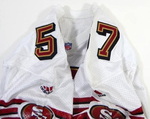 1999-ben a San Francisco 49ers Chris Tervezet 57 Játék Kiadott Fehér Jersey 48 DP28483 - Aláíratlan NFL