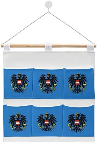 Ausztria Nemzeti Szimbólum Fali Szekrényben Lógó Tároló Táska 6 Zsebbel, Vászon, Pamut, Az Ajtó Felett