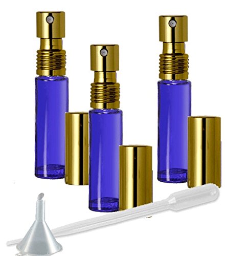 Grand Parfums Kobalt Kék Parfüm Porlasztók, Üres Újratölthető Köln Spray-ket, Arany Permetező 10ml 1/3