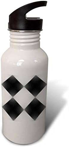 3dRose Varrat nélküli fekete-fehér négyzet mintás háttér - Víz Palackok (wb-373678-2)