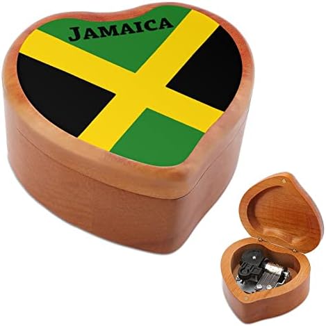 Jamaica Zászló Szív Fa Music Box Vintage Szél Fel Zenei Doboz Ajándék Karácsonyra, Szülinap, Valentin