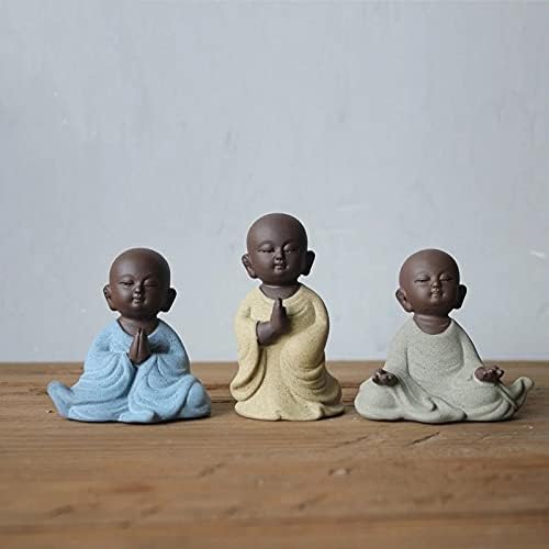 WSSBK Creative Zen Lila Agyag Buddha Szobrok, Kerámia Kis Szerzetes Dísz Tea Pet lakberendezési Tea Játszik