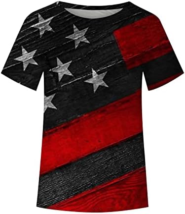 Női Nyári Felsők 2023 Alkalmi Elegáns július 4 Ing, Rövid Ujjú Sleeve T-Shirt Amerikai Zászló Grafikai