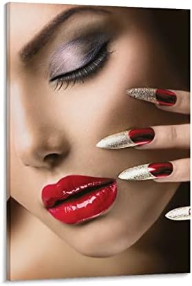 Kozmetika, Köröm Szalon Vörös Ajkak Nő Poszter Szempilla Design Smink Poszter Vászon, Poszterek, Nyomatok