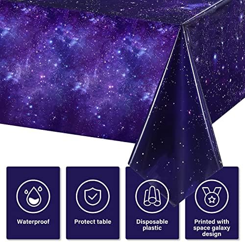 Tér Party Terítő Lila Köd Galaxy Műanyag asztalterítő Space Star Eldobható Asztalterítő Csillagos Égbolt