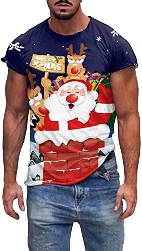 XXBR Karácsonyi Férfi Designer Rövid Ujjú póló, Street 3D Vicces Karácsonyi Mikulás Graphic Tee Újdonság