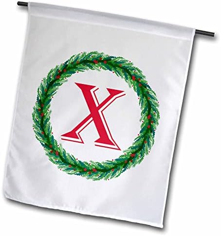 3dRose Karácsonyi Koszorú Monogram X Piros Kezdeti, SM3DR - Zászlók (fl_353367_1)