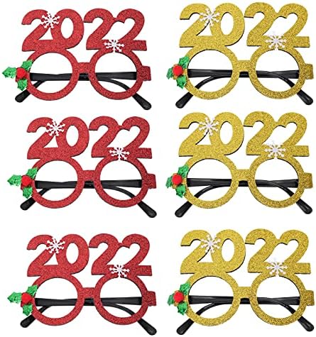BESPORTBLE Karácsonyi Ajándék 6db Új Év 2022 Szemüveg, Vicces, Kreatív Szemüveg Dekoráció, Party Jelmez,