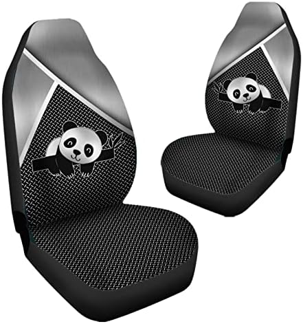 Bulopur Fekete-Ezüst Panda Nyomtatás autósülés Teljes Készlet, Univerzális, Automatikus Első Ülésen Védő