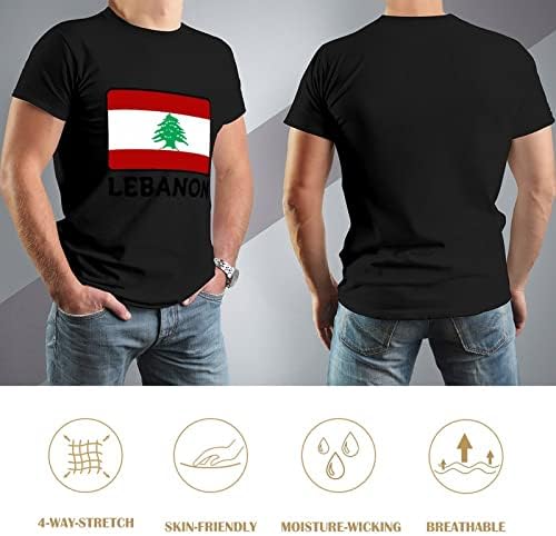 Zászló Libanoni Férfi Pamut Póló Rövid Ujjú Legénység Nyak Graphic Tee Póló Nyári Holiday Beach Maximum