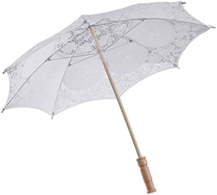 STOBOK Esküvői Dekoráció Esküvői Esernyő, Fehér Csipkés Napernyő Esernyő Menyasszony Fa nyéllel - Elegáns