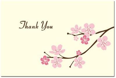 Cseresznyevirág Ágak Köszönöm Kártyák - 50 Csomag