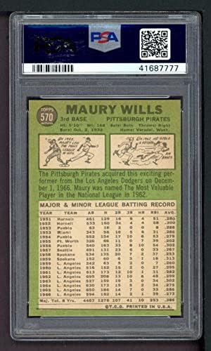 1967 Topps 570 Maury Wills Pittsburgh Pirates (Baseball Kártya) PSA a PSA 8.00 Kalózok