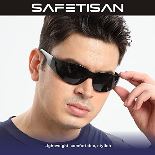 SAFETISAN Színezett Biztonsági Szemüveg Ömlesztett, 48 Pack, Védő Sötét Biztonsági Napszemüveg UV-Védelem,